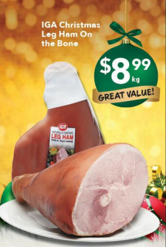 Ritchies IGA Christmas Leg Ham On the Bone offer