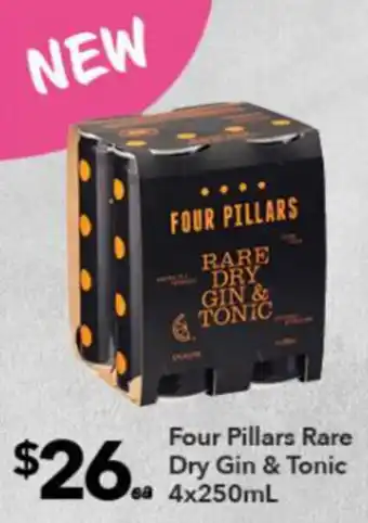 Ritchies Four Pillars Rare Dry Gin & Tonic 4x250ml offer