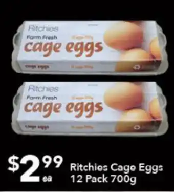 Ritchies Ritchies Cage Eggs 12 Pack 700g offer