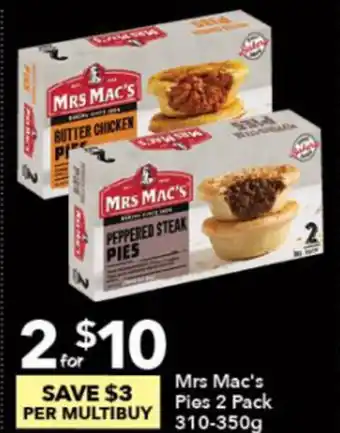 Mrs Mac's Pies 2 Pack 310-350g