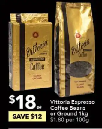 Ritchies Vittoria Espresso Coffee Beans or Ground 1kg offer