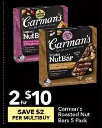 Ritchies Carman's Roasted Nuts Bars 5 Pack offer