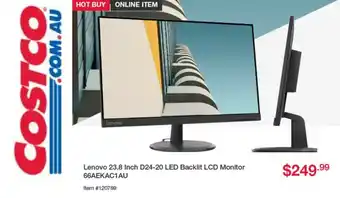 Costco Lenovo 23.8 Inch D24-20 LED Backlit LCD Monitor 66AEKAC1AU offer