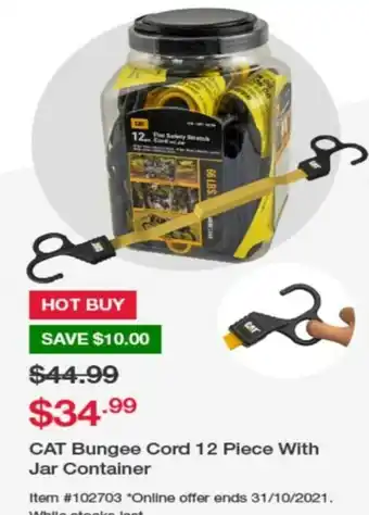 Costco CAT Bungee Cord 12 Piece With Jar Container offer