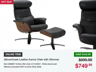 Gilman Creek Leather Karma Chair with Ottoman