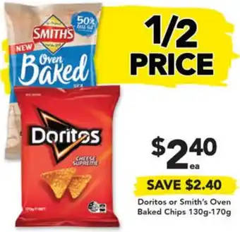 Drakes Doritos or Smith's Oven Baked Chips 130g-170g offer