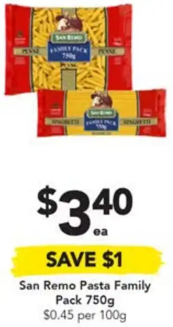 Drakes San Remo Pasta Family Pack 750g offer