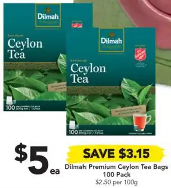 Drakes Dilmah Premium Ceylon Tea Bags 100 pack offer