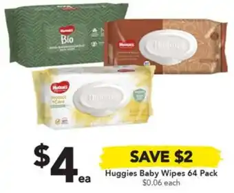 Drakes Huggies Baby Wipes 64 Pack offer