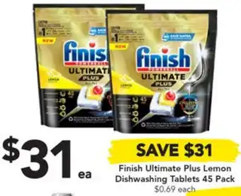 Finish Ultimate Plus Lemon Dishwashing Tablets 45 Pack