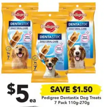 Drakes Pedigree Dentastix Dog Treats 7 Pack 110g-270g offer