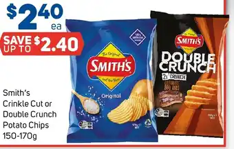 Foodland Smith's Crinkle Cut or Double Crunch Potato Chips 150-170g offer
