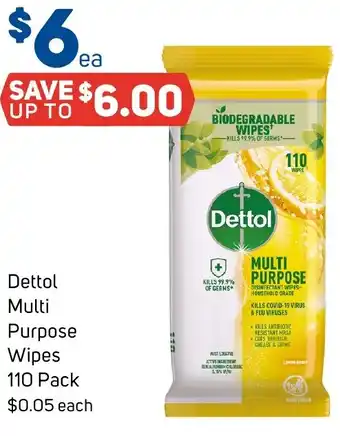 Foodland Dettol Multi Purpose Wipes 110 Pack offer