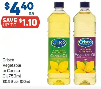 Foodland Crisco Vegetable or Canola Oil 750ml offer