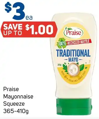 Foodland Praise Mayonnaise Squeeze 365-410g offer