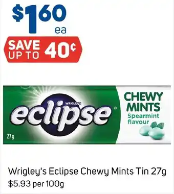 Foodland Wrigley's Eclipse Chewy Mints Tin 27g offer