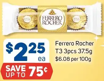 Foodland Ferrero Rocher T3 3pcs 37.5g offer