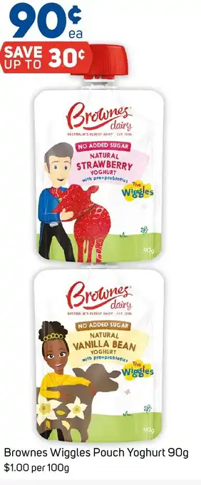 Foodland Brownes Wiggles Pouch Yoghurt 90g offer