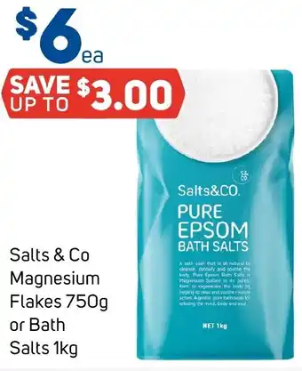 Foodland Salts & Co Magnesium Flakes 750g or Bath Salts 1kg offer