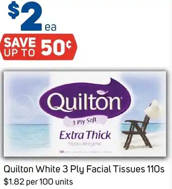 Foodland Quilton White 3 Ply Facial Tissues 110s offer