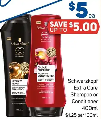 Foodland Schwarzkopf Extra Care Shampoo or Conditioner 400ml offer