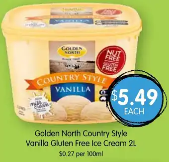 Spudshed Golden North Country Style Vanilla Gluten Free Ice Cream 2L offer