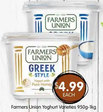 Spudshed Farmers Union Yoghurt Varieties 950g-1kg offer