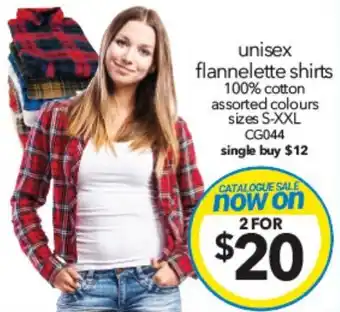 Cheap as Chips unisex flannelette shirts 100% cotton assorted colours sizes S-XXL offer