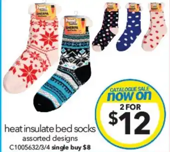 Cheap as Chips heat insulate bed socks assorted designs offer