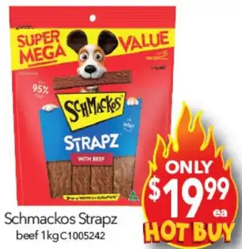 Cheap as Chips Schmackos Strapz beef 1kg offer