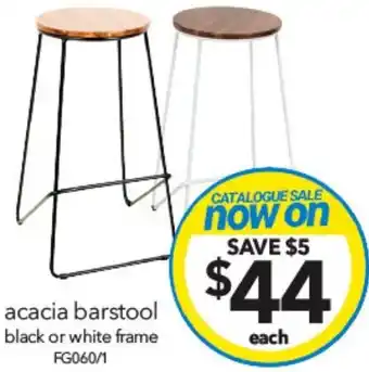 Cheap as Chips acacia barstool black or white frame offer