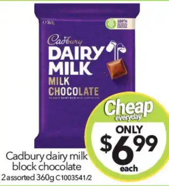 Cheap as Chips Cadbury dairy milk block chocolate 2 assorted 360g offer