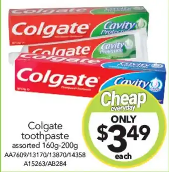 Cheap as Chips Colgate toothpaste assorted 160g-200g offer