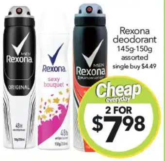 Cheap as Chips Rexona deodorant 145g-150g assorted offer