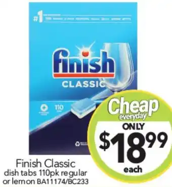 Cheap as Chips Finish Classic dish tabs 110pk regular or lemon offer