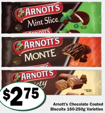 Friendly Grocer Arnott's Chocolate Coated Biscuits 160-250g Varieties offer