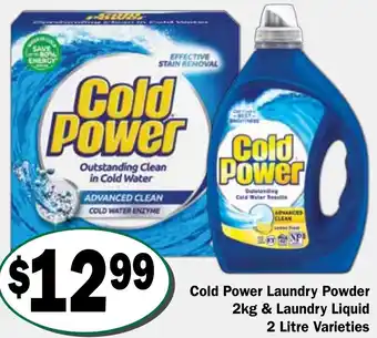 Friendly Grocer Cold Power Laundry Powder 2kg & Laundry Liquid 2 Litre Varieties offer
