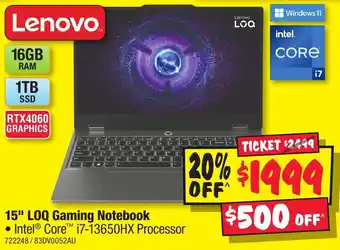 JB Hi-Fi 15" LOQ Gaming Notebook offer
