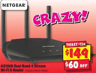 JB Hi-Fi AX1800 Dual Band 4 Stream Wi-Fi 6 Router offer