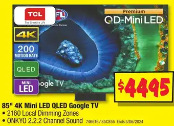 JB Hi-Fi 85" 4K Mini LED QLED Google TV offer