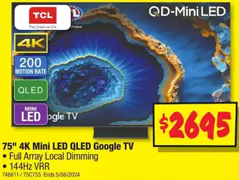 JB Hi-Fi 75" 4K Mini LED QLED Google TV offer