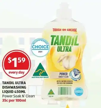 ALDI Tandil Ultra Dishwashing Liquid 450ml offer
