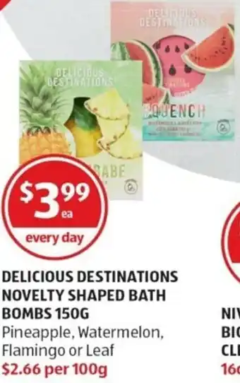 ALDI Delicious Destinations Novelty Shaped Bath Bombs 150g offer