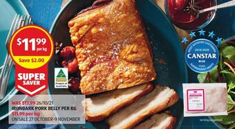ALDI Ironbark Pork Belly offer