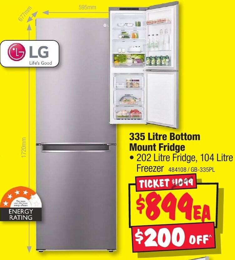 335 Litre Bottom Mount Fridge offer at JB HiFi