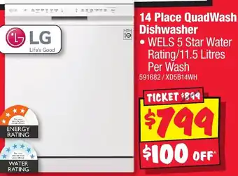 JB Hi-Fi 14 Place QuadWash Dishwasher offer