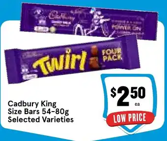 Ritchies Cadbury King Size Bars 54-80g Selected Varieties offer