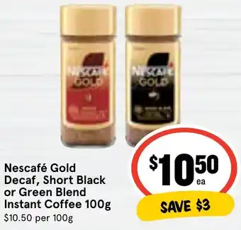 Ritchies Nescafé Gold Decaf, Short Black or Green Blend Instant Coffee 100g offer