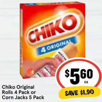 Ritchies Chiko Original Rolls 4 Pack or Corn Jacks 5 Pack offer