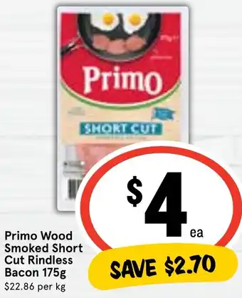 Ritchies Primo Wood Smoked Short Cut Rindless Bacon 175g offer